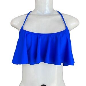 PINK Victoria's Secret Royal Blue Flounce Bikini Top Size S